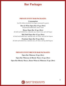 Private Event Bar Packet