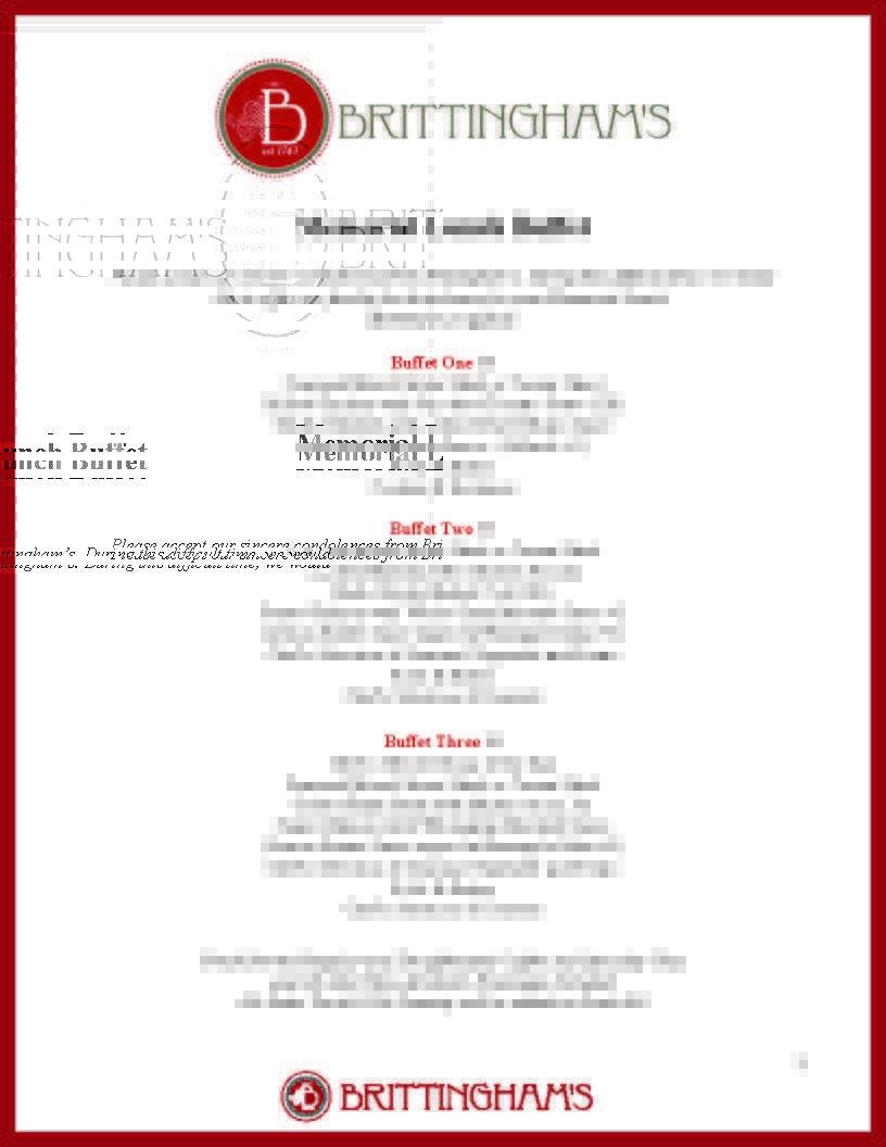 Private Event - Memorial Lunch Buffet